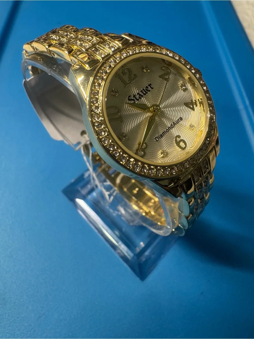 Stauer DiamondAura Women's Gold-Tone Crystal Watch - Gold